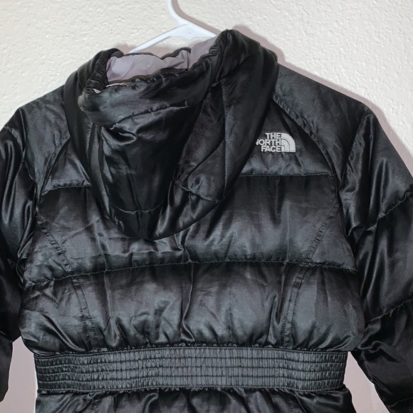 THE NORTH FACE 550 black Goose Down PUFFER JACKET Sz 10/12 hooded Jacket Wm XS P - Picture 8 of 16